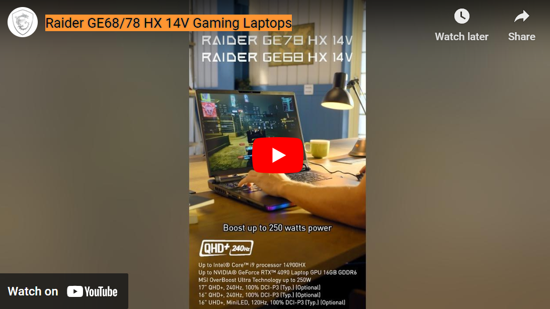 Raider GE68/78 HX 14V Gaming Laptops